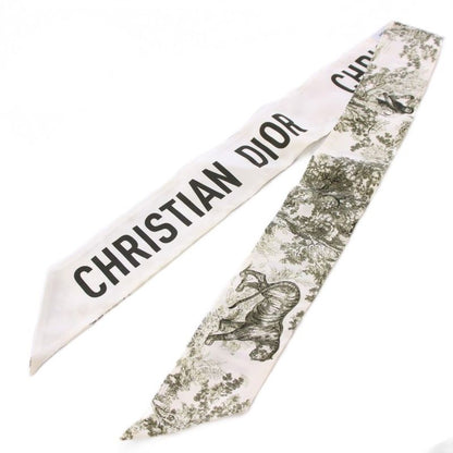 Christian DIOR Toile De Jouy Zodia Mizza Scarf Silk Logo Total White BB - OH