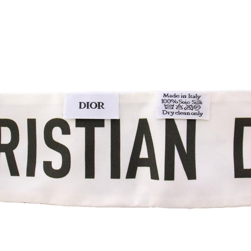 Christian DIOR Toile De Jouy Zodia Mizza Scarf Silk Logo Total White BB - OH