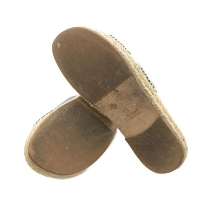 Hermes Antigua Sandals Espadrille Leather 41 Beige Black 201485zh AN4 AA