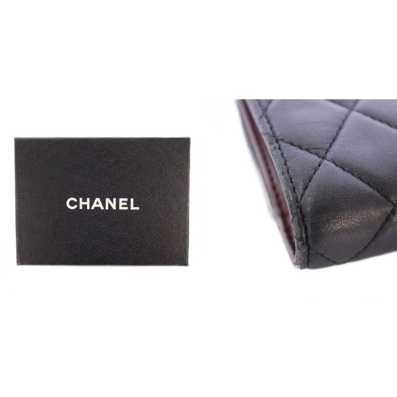 Chanel Matelasse Coco Mark Bifold Wallet Leather Quilted Logo 16th Black BB - OH
