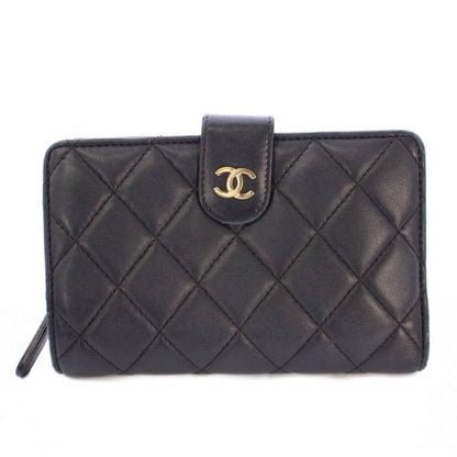 Chanel Matelasse Coco Mark Bifold Wallet Leather Quilted Logo 16th Black BB - OH