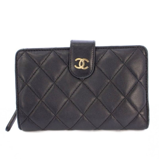Chanel Matelasse Coco Mark Bifold Wallet Leather Quilted Logo 16th Black BB - OH