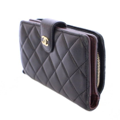 Chanel Matelasse Coco Mark Bifold Wallet Leather Quilted Logo 16th Black BB - OH