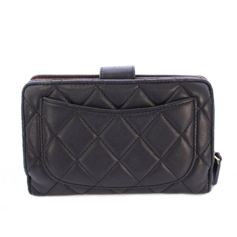 Chanel Matelasse Coco Mark Bifold Wallet Leather Quilted Logo 16th Black BB - OH