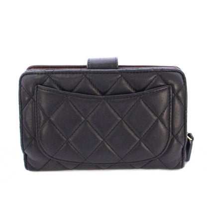 Chanel Matelasse Coco Mark Bifold Wallet Leather Quilted Logo 16th Black BB - OH
