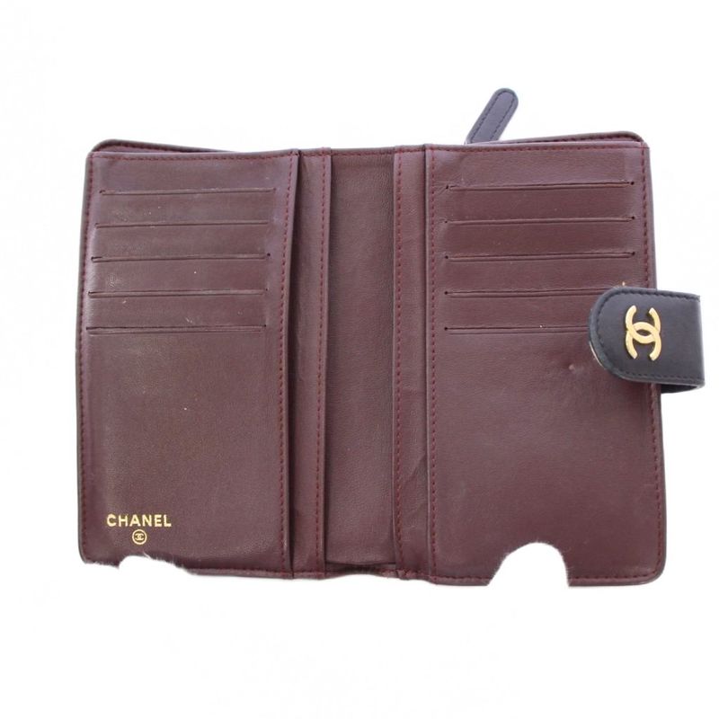 Chanel Matelasse Coco Mark Bifold Wallet Leather Quilted Logo 16th Black BB - OH