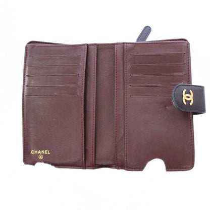 Chanel Matelasse Coco Mark Bifold Wallet Leather Quilted Logo 16th Black BB - OH