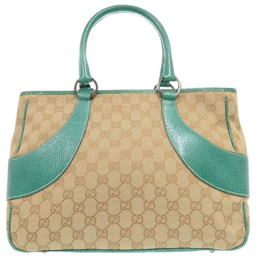Gucci GG Canvas Handbag 113011 Tote Leather Beige 0600 Gucci