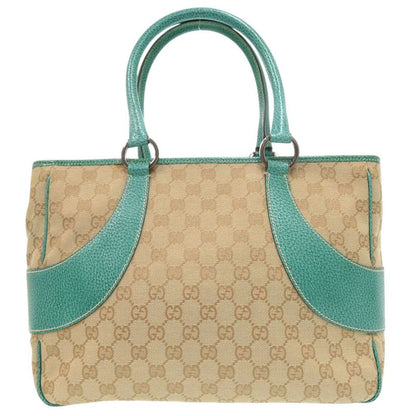 Gucci GG Canvas Handbag 113011 Tote Leather Beige 0600 Gucci