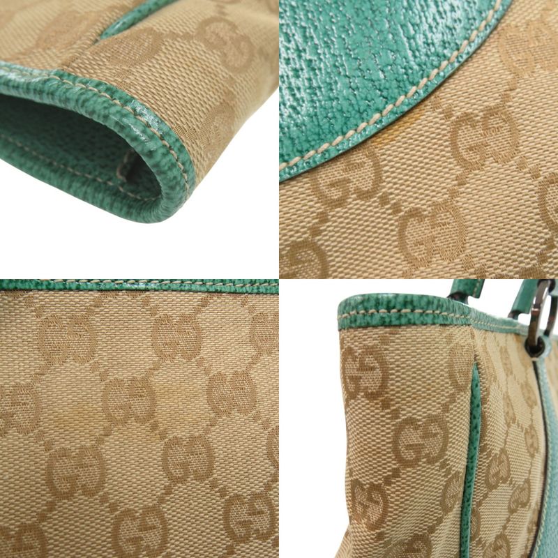 Gucci GG Canvas Handbag 113011 Tote Leather Beige 0600 Gucci