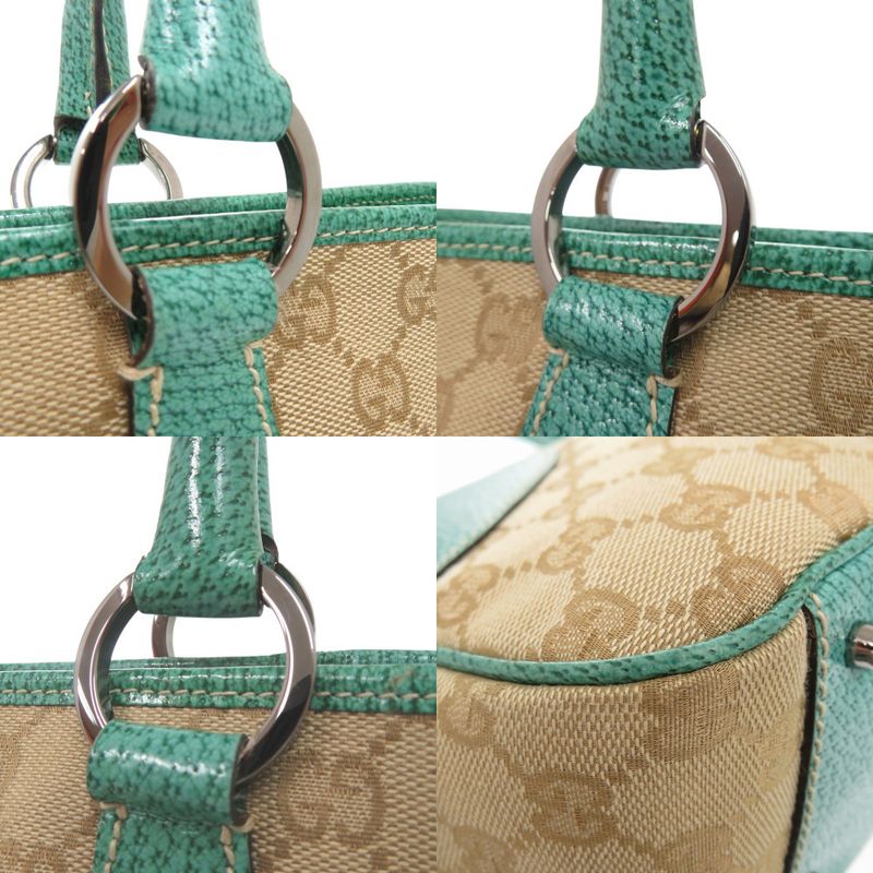 Gucci GG Canvas Handbag 113011 Tote Leather Beige 0600 Gucci