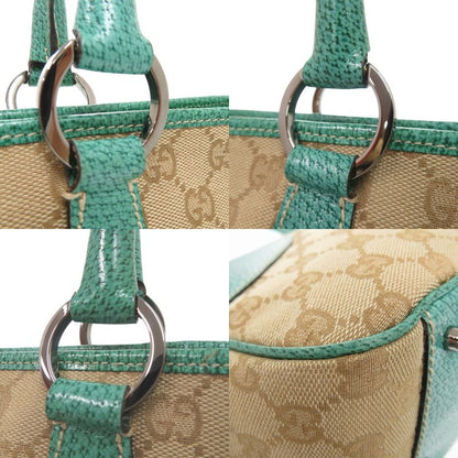 Gucci GG Canvas Handbag 113011 Tote Leather Beige 0600 Gucci