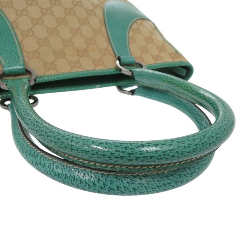 Gucci GG Canvas Handbag 113011 Tote Leather Beige 0600 Gucci