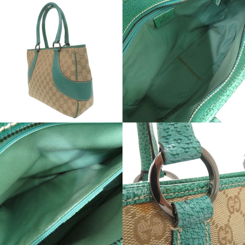 Gucci GG Canvas Handbag 113011 Tote Leather Beige 0600 Gucci