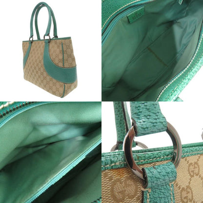 Gucci GG Canvas Handbag 113011 Tote Leather Beige 0600 Gucci