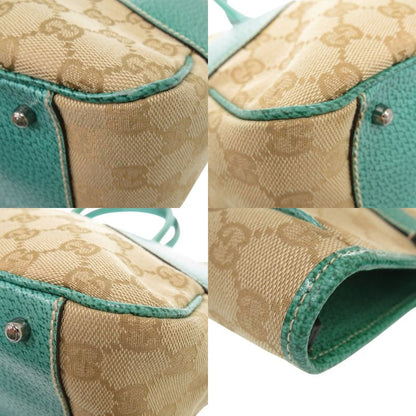 Gucci GG Canvas Handbag 113011 Tote Leather Beige 0600 Gucci