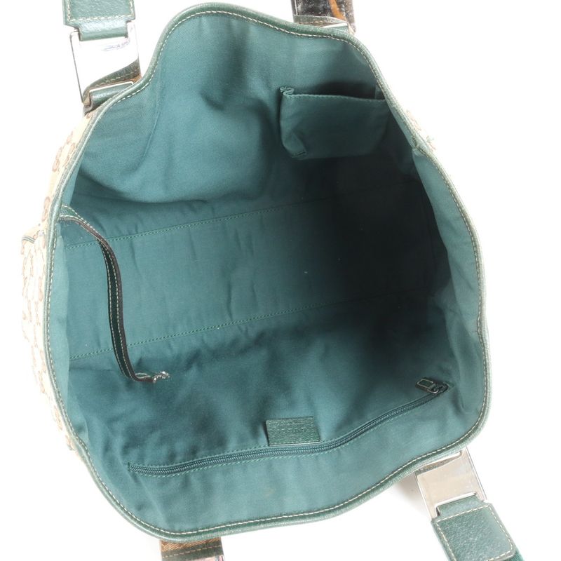 Gucci GG Canvas Sherry Line 145758 Leather Tote Bag Shoulder Hand A4 Ladies RWM