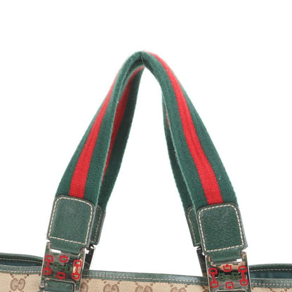 Gucci GG Canvas Sherry Line 145758 Leather Tote Bag Shoulder Hand A4 Ladies RWM