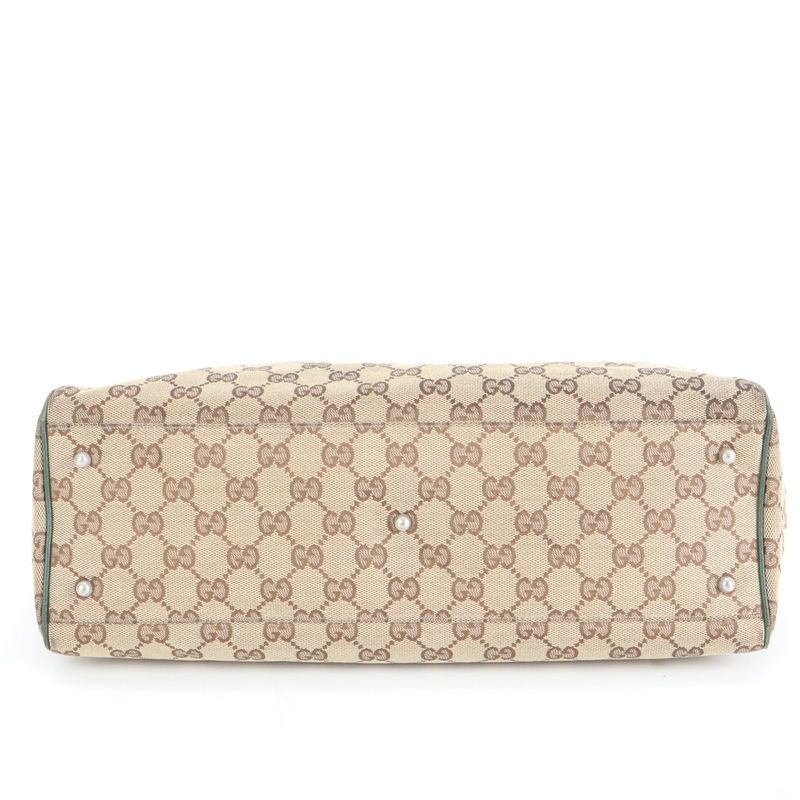 Gucci GG Canvas Sherry Line 145758 Leather Tote Bag Shoulder Hand A4 Ladies RWM