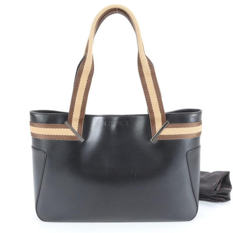 Gucci Sherry Line 002-1135 Leather Tote Bag Shoulder Hand Genuine Leather Black