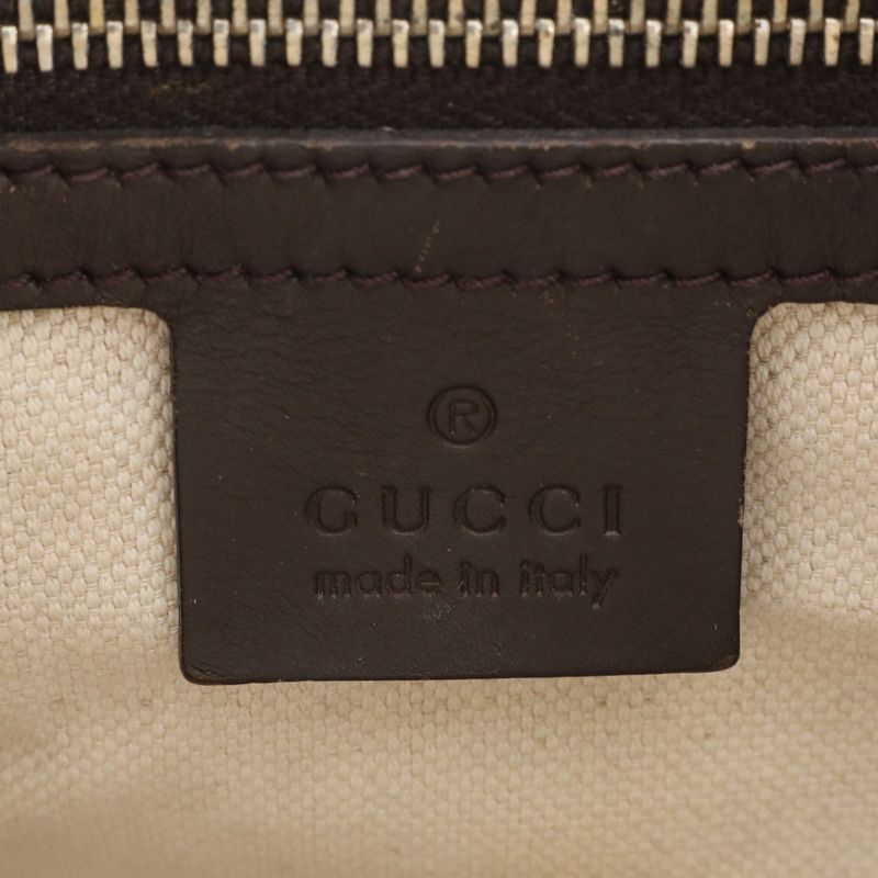 Gucci GG Canvas Sherry Line Leather Handbag Mini Boston 247205 Brown Women CCM