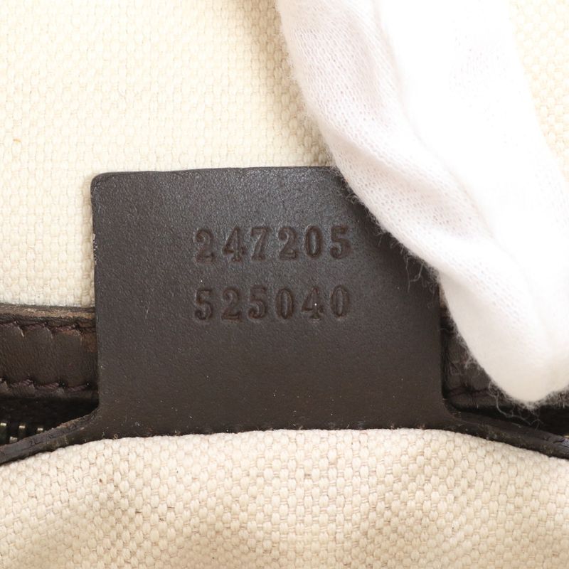 Gucci GG Canvas Sherry Line Leather Handbag Mini Boston 247205 Brown Women CCM