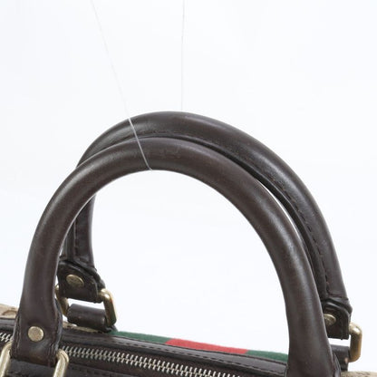 Gucci GG Canvas Sherry Line Leather Handbag Mini Boston 247205 Brown Women CCM