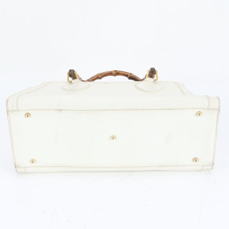 Gucci Bamboo White 002 2865 Leather Handbag Tote Genuine Leather Brand A4