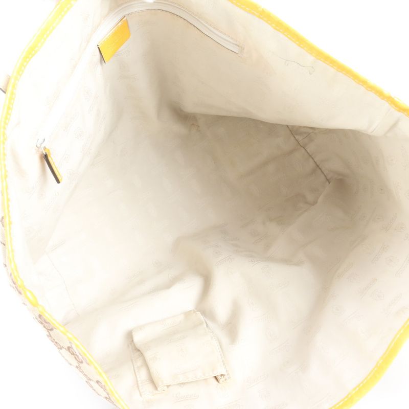 Gucci GG Canvas Sherry Line 211970 Leather Tote Bag Shoulder Hand A4 Ladies EEM