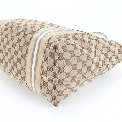 Gucci GG Canvas Sherry Line 211970 Leather Tote Bag Shoulder Hand A4 Ladies EEM