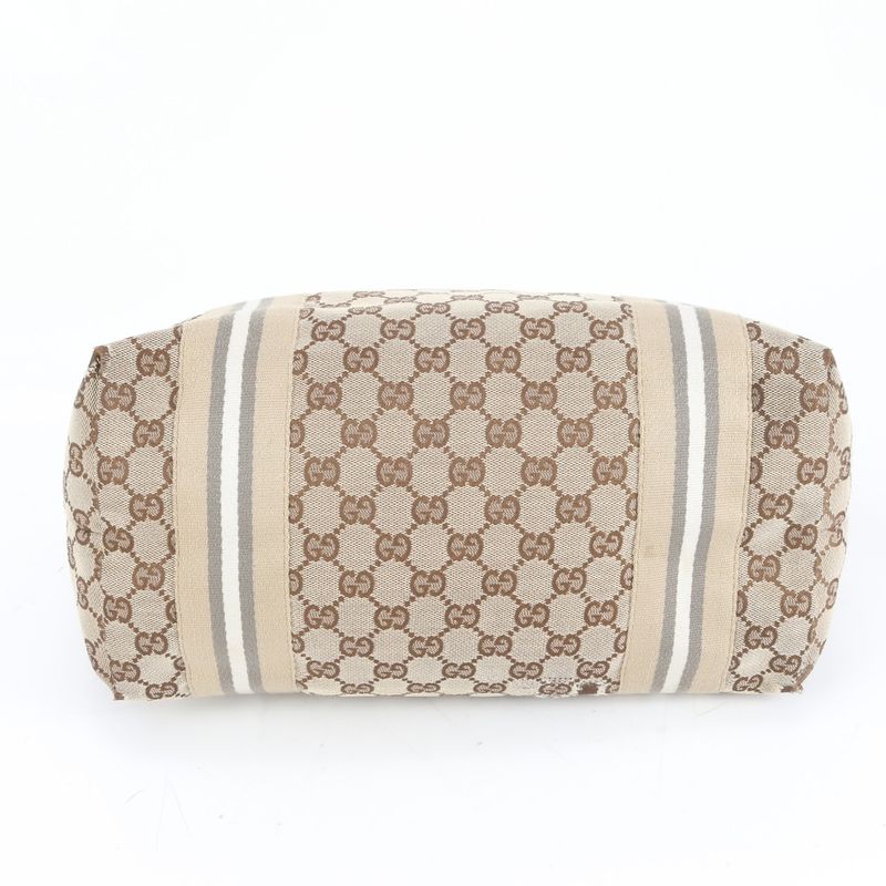 Gucci GG Canvas Sherry Line 211970 Leather Tote Bag Shoulder Hand A4 Ladies EEM