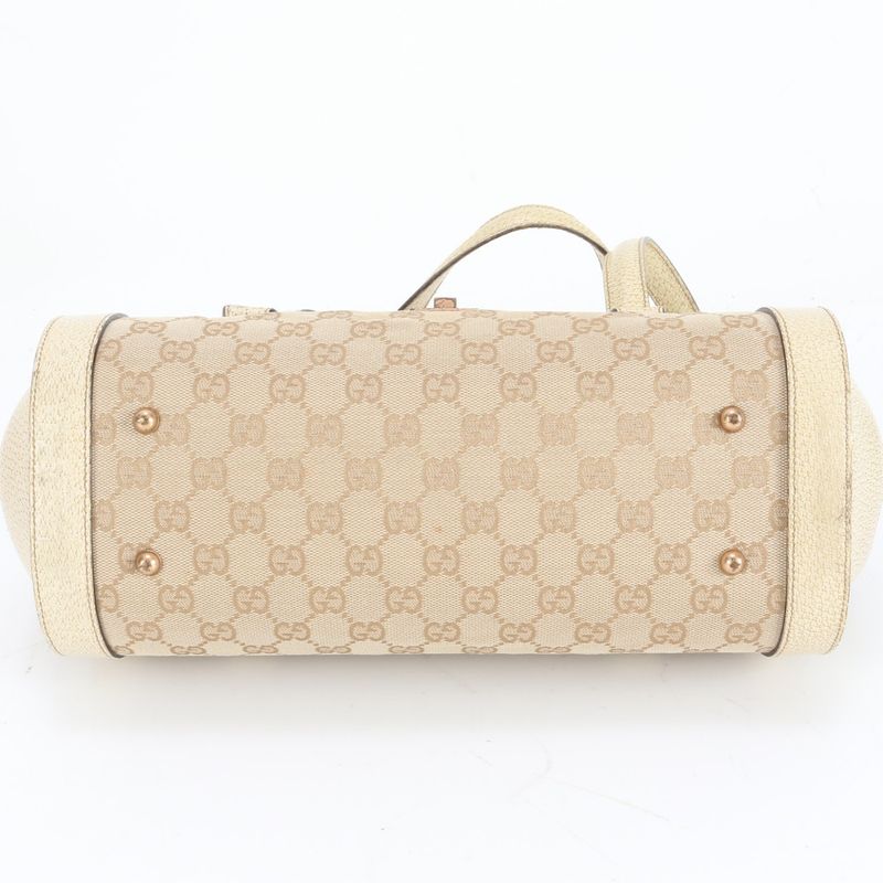 Gucci GG Canvas Bamboo 111713 Leather Shoulder Bag Shoulder Hand Genuine