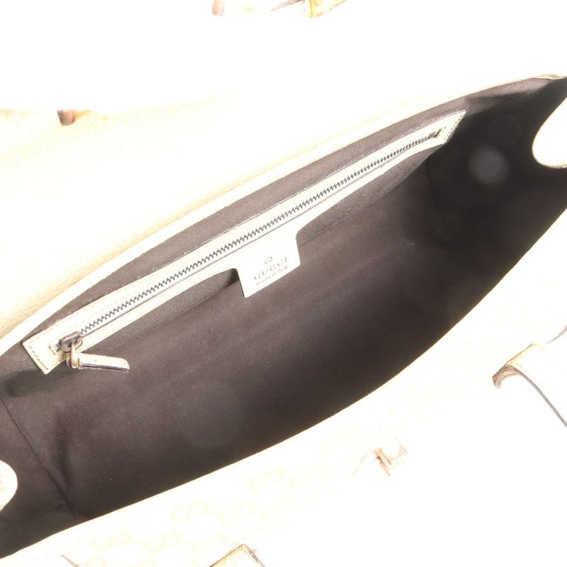 Gucci GG Canvas Bamboo 111713 Leather Shoulder Bag Shoulder Hand Genuine