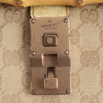 Gucci GG Canvas Bamboo 111713 Leather Shoulder Bag Shoulder Hand Genuine