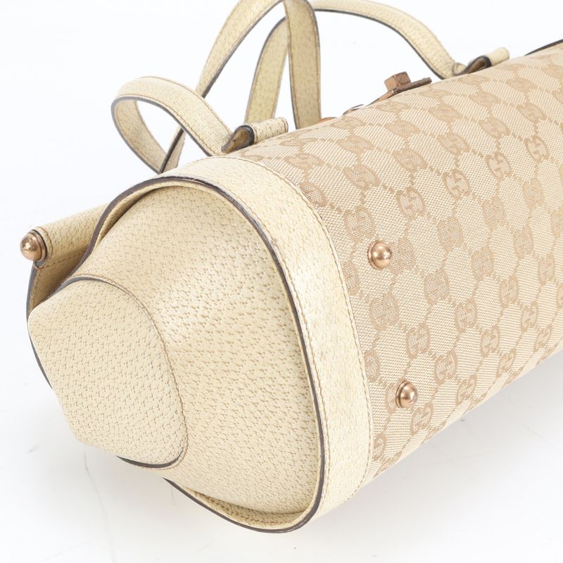 Gucci GG Canvas Bamboo 111713 Leather Shoulder Bag Shoulder Hand Genuine
