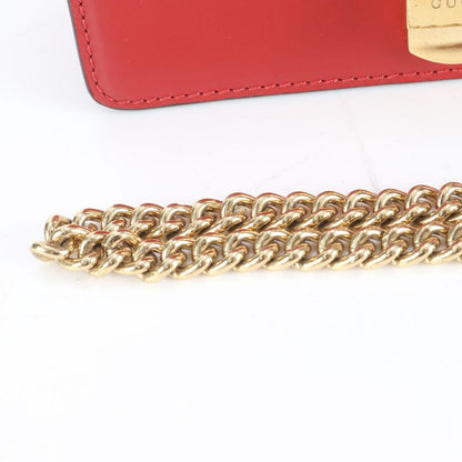 Gucci Sherry Line Sylvie 431666 Red Leather Chain Shoulder Bag Crossbody