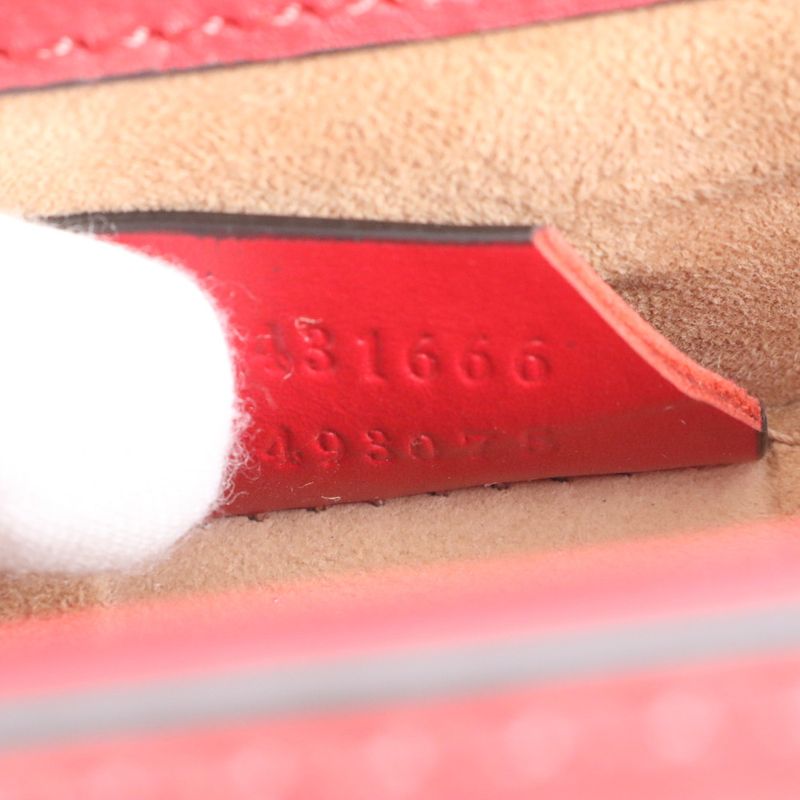 Gucci Sherry Line Sylvie 431666 Red Leather Chain Shoulder Bag Crossbody