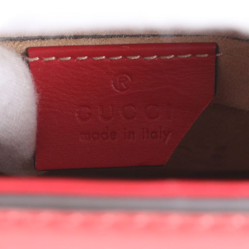 Gucci Sherry Line Sylvie 431666 Red Leather Chain Shoulder Bag Crossbody