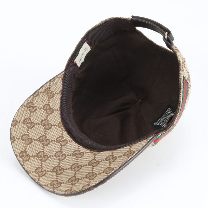 Gucci GG Canvas Sherry Line Cap M Hat 202291 Leather Men Ladies RRM Cz27-8