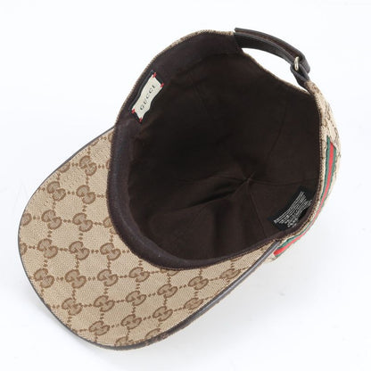 Gucci GG Canvas Sherry Line Cap M Hat 202291 Leather Men Ladies RRM Cz27-8