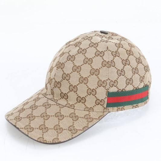 Gucci GG Canvas Sherry Line Cap M Hat 202291 Leather Men Ladies RRM Cz27-8