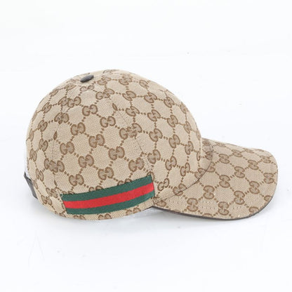 Gucci GG Canvas Sherry Line Cap M Hat 202291 Leather Men Ladies RRM Cz27-8