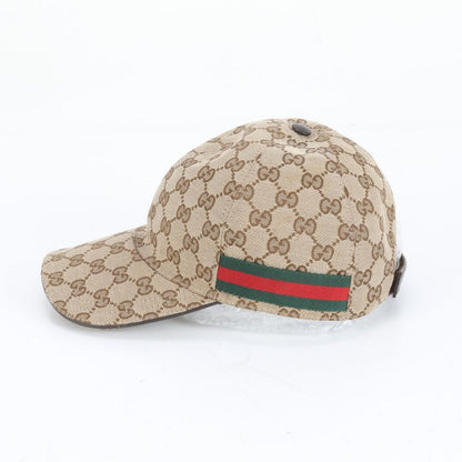 Gucci GG Canvas Sherry Line Cap M Hat 202291 Leather Men Ladies RRM Cz27-8
