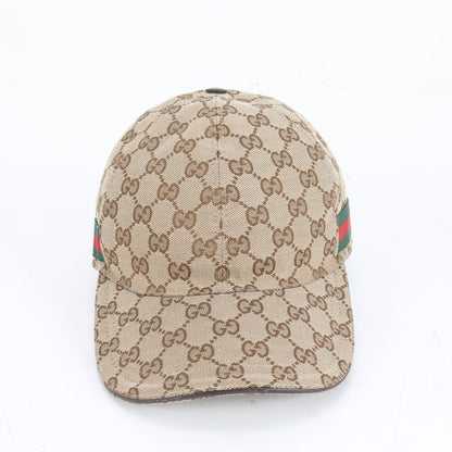 Gucci GG Canvas Sherry Line Cap M Hat 202291 Leather Men Ladies RRM Cz27-8