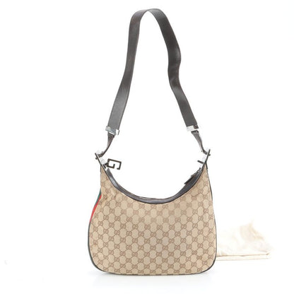 Gucci GG Canvas Sherry Line 001 3315 Leather Shoulder Bag Shoulder Hand Brown