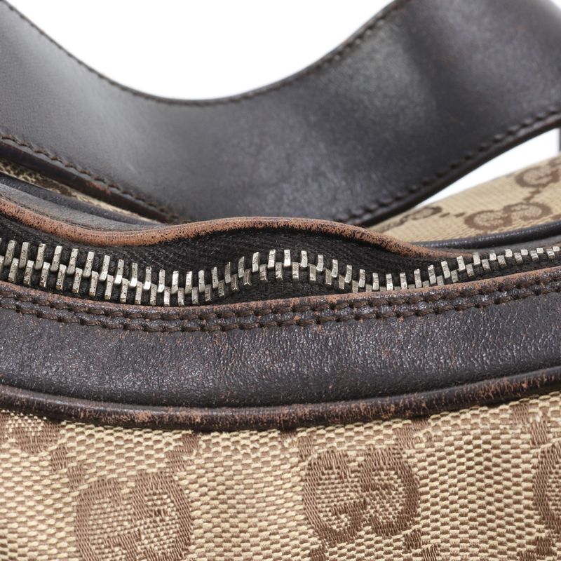 Gucci GG Canvas Sherry Line 001 3315 Leather Shoulder Bag Shoulder Hand Brown