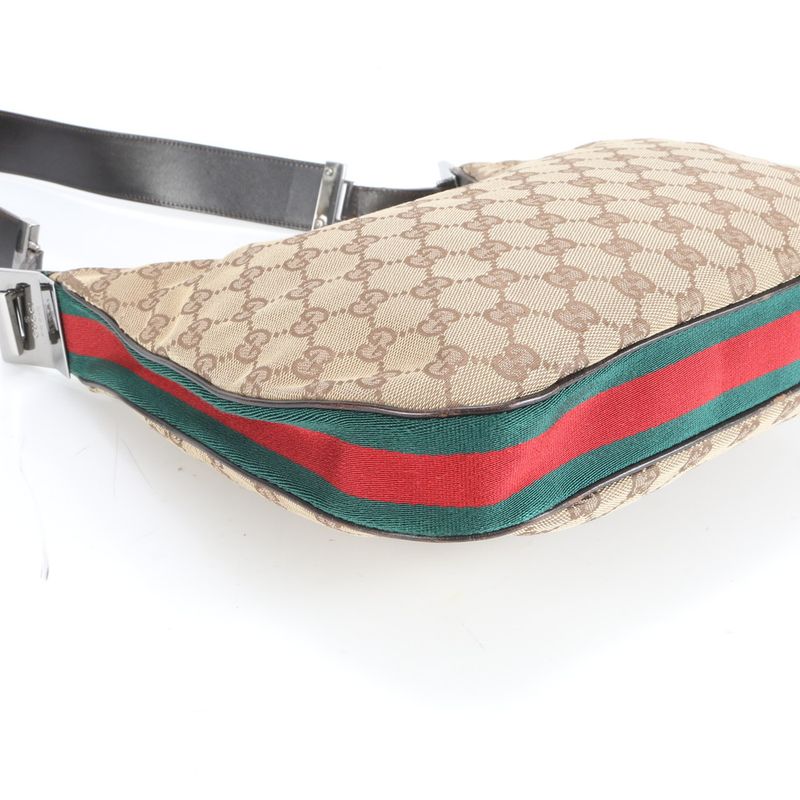 Gucci GG Canvas Sherry Line 001 3315 Leather Shoulder Bag Shoulder Hand Brown