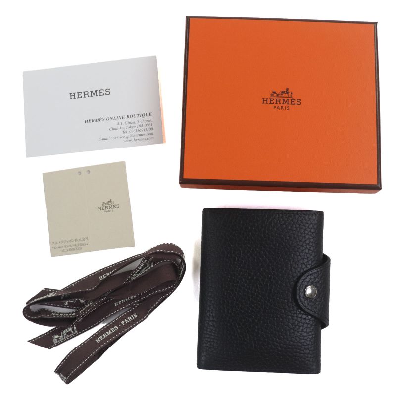  Hermes Iliade Vache Silver Hardware Leather Compact Wallet Card