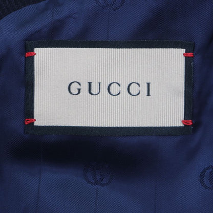  Gucci 661210 90% Wool Herringbone Pattern Logo Buttons Single