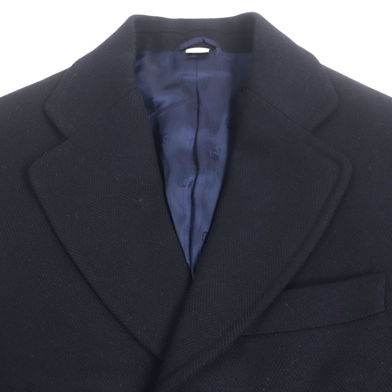  Gucci 661210 90% Wool Herringbone Pattern Logo Buttons Single